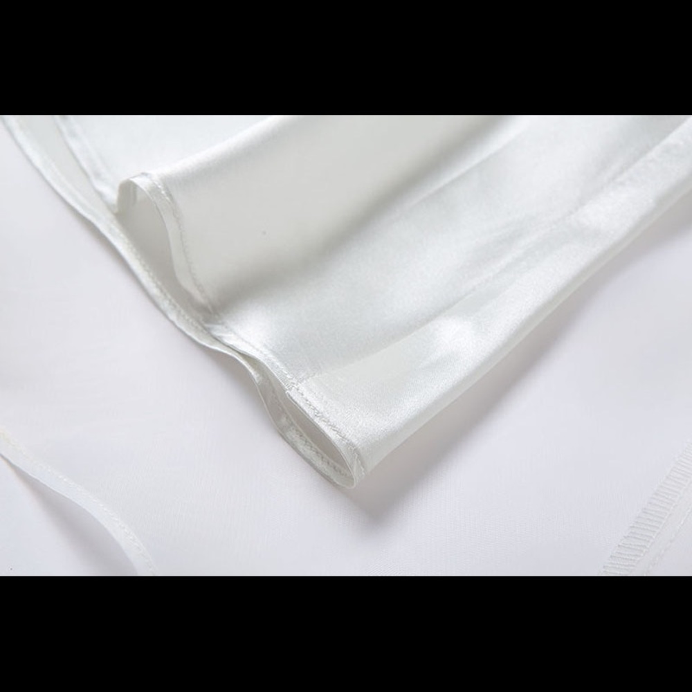 Korean Satin Layered Mini White Dress - Picture 11 of 13